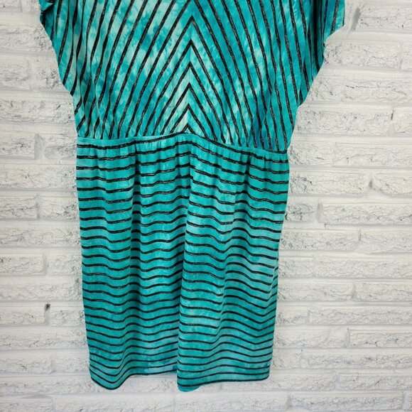 Style & Co Womens Dress 0X Plus Cap Sleeve Knee Length Blue Stripe STR85E - Picture 8 of 10